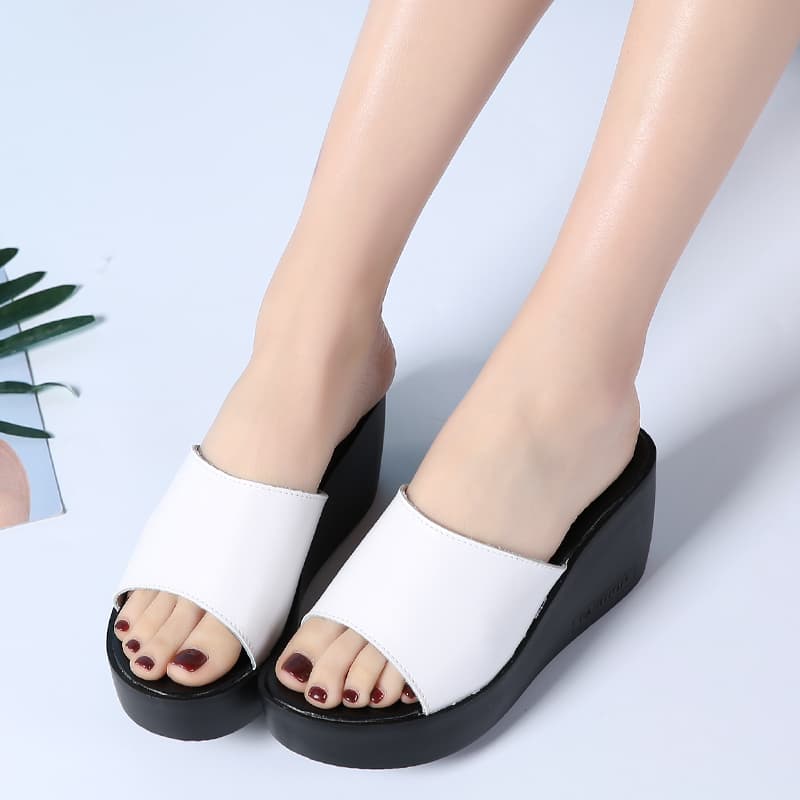 Women's Wedge Sandals 2025 New Summer High Heel Outdoor Open-Toe Slides Thick Sole Sandals