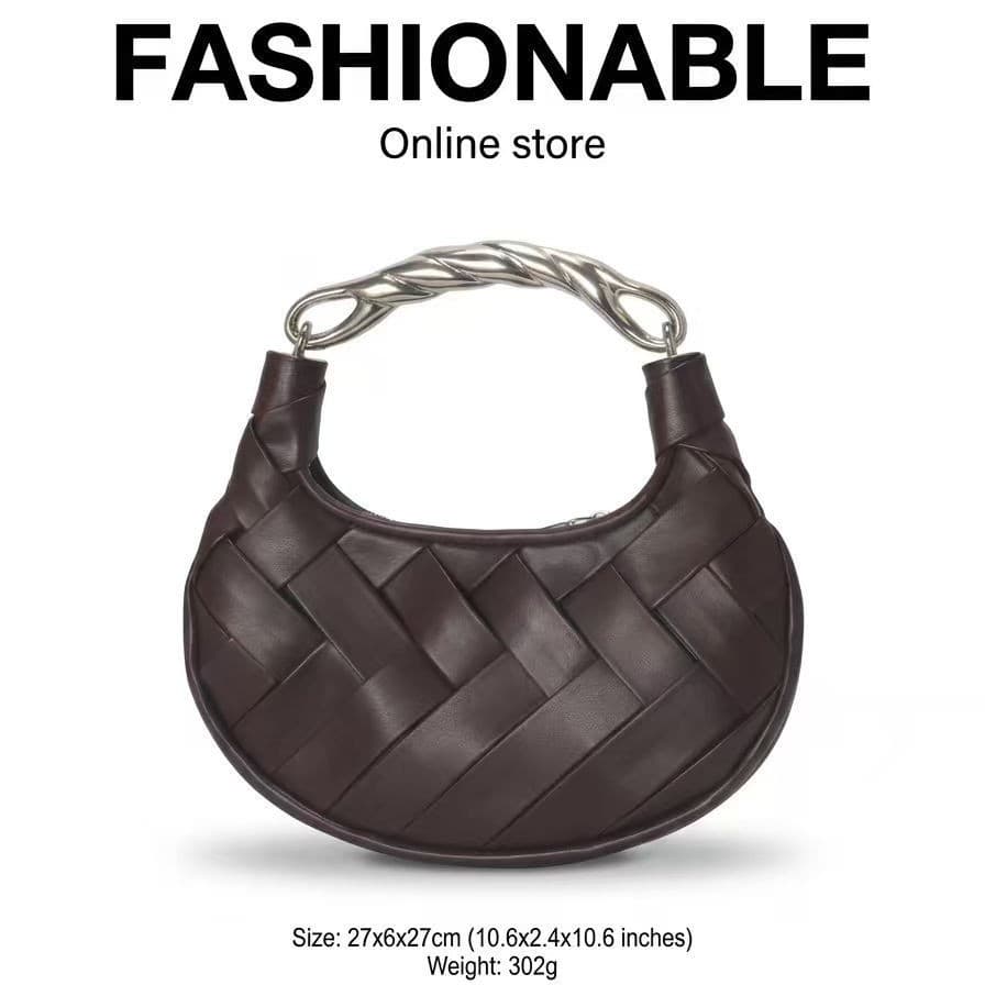 Cross-border niche design portable woven bird's nest bag 2025 new texture portable crescent bag shoulder bag