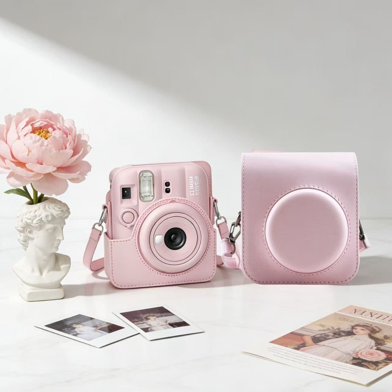 In Stock Polaroid Mini 13 Camera Bag Solid Color Retro Storage Bag Shockproof and Drop-Proof Leather Crossbody Bag