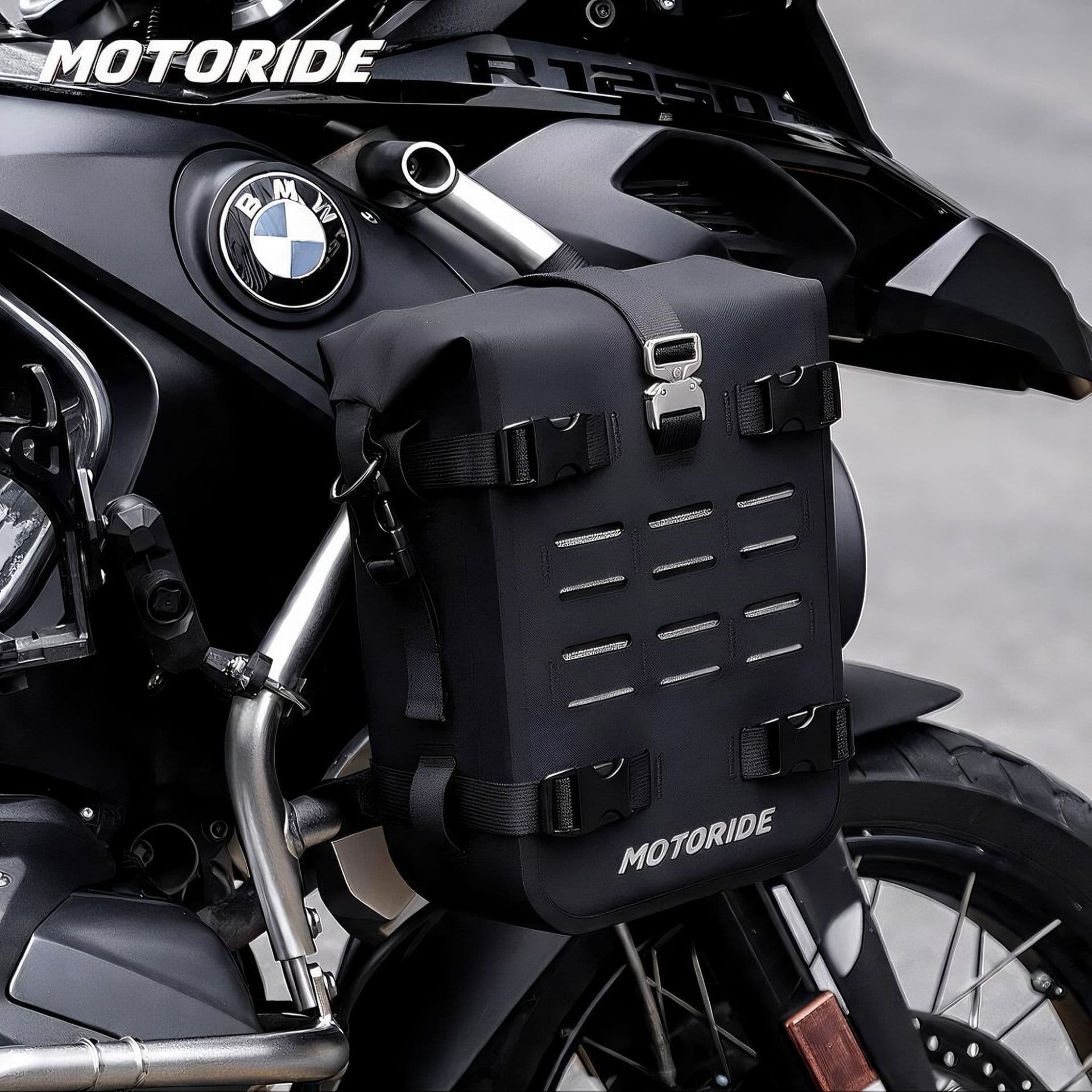 MOTORIDE Motorcycle Crash Bar Bag ADV Waterproof Quick-Release Side Bag 6-8L Capacity Motorcycle Touring Side Bag