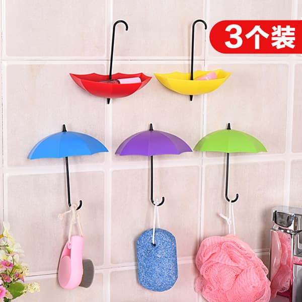 Creative umbrella hooks, strong adhesive wall decorations, traceless nail-free hooks for kitchens and bathrooms.