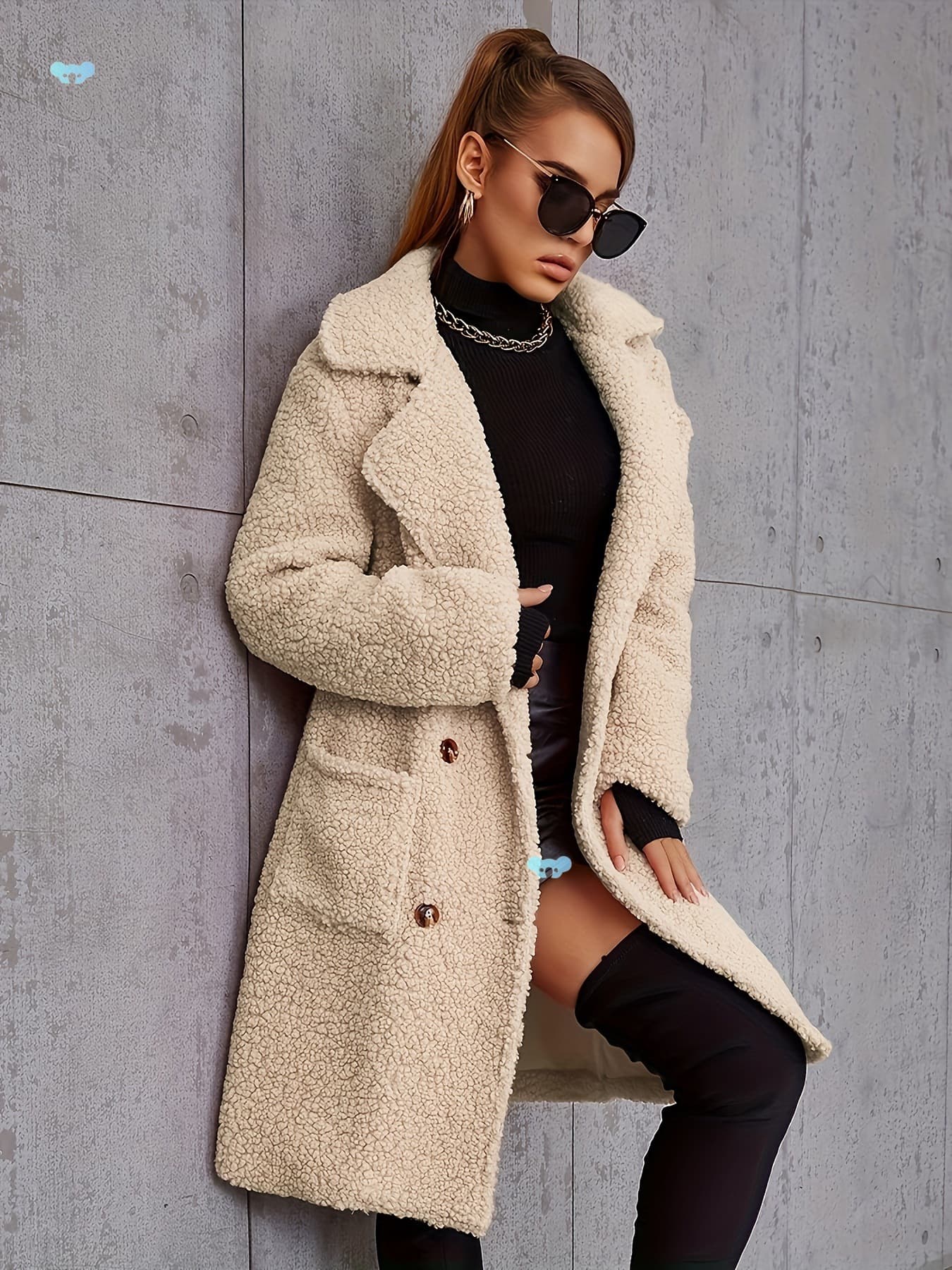 Women's Solid Color Long Coat, Polyester, Fall/Winter
