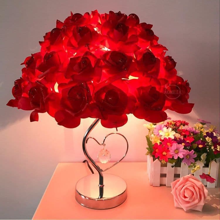 Wedding Decoration Long-Lasting Crystal Romantic Rose Bedside Lamp Creative Birthday Gift for Bridesmaids