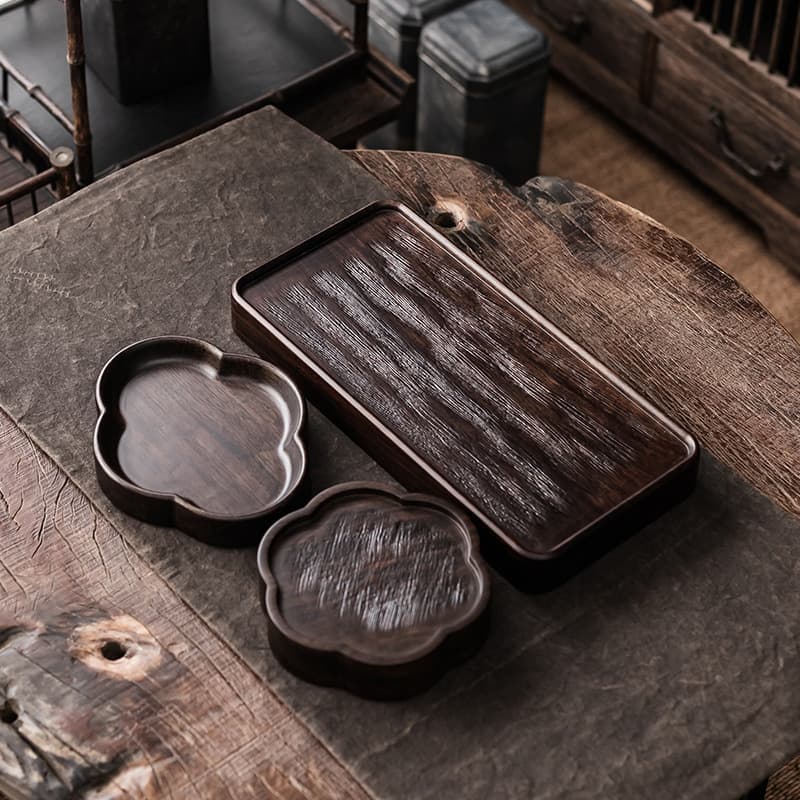 Factory wholesale ebony solid wood teapot holders, tea trays, tea mats, tea saucers