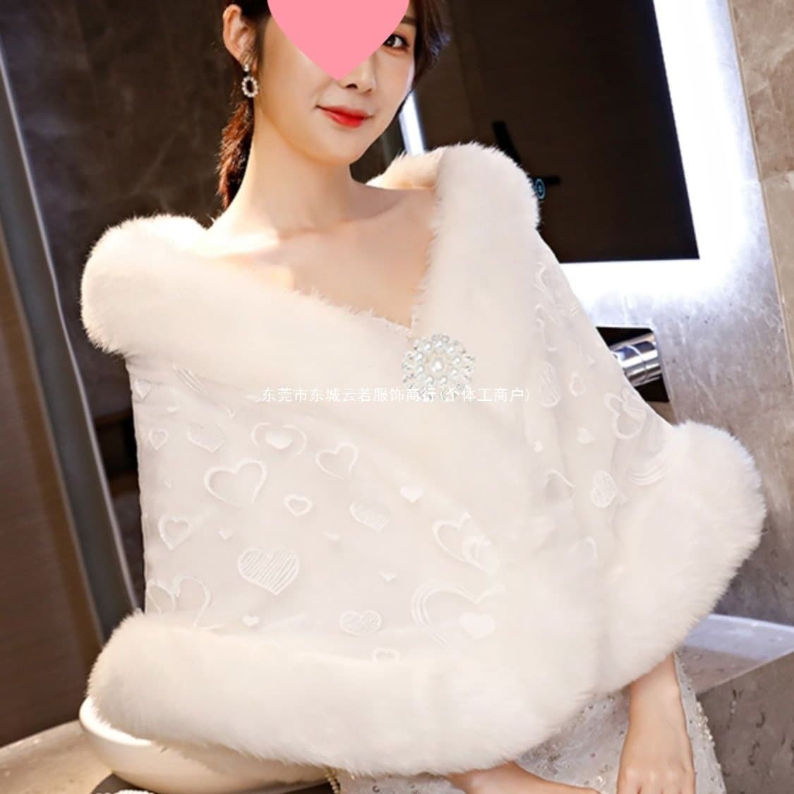 Winter Bridal Cape Shawl for Women Wedding Bride Bridesmaid Cloak White