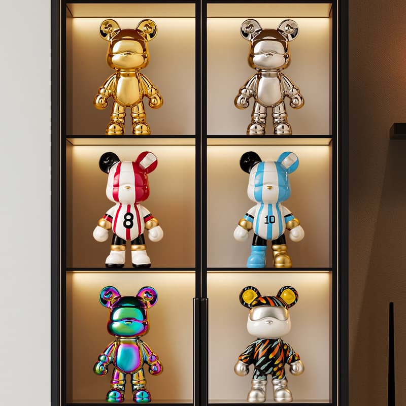Luxurious Modern Living Room Decor Violent Bear Figurine High-End TV Cabinet Wine Cabinet Clothing Store Space Divider