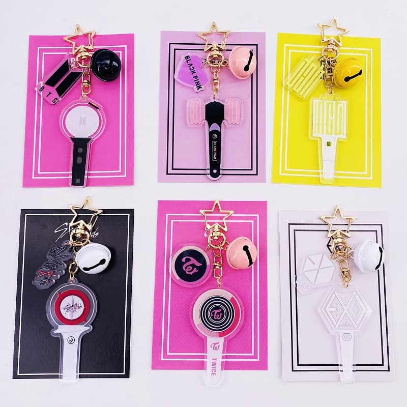 BTS Blackpink Bell Pendant Keychain EXO NCT GOT7 Light Stick Accessory
