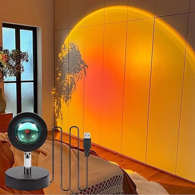 Cross-border E-commerce Exclusive Sunset Projector Lamp, USB Powered Rainbow Sunset Atmosphere Light, 180° Rotating Sunset Projection