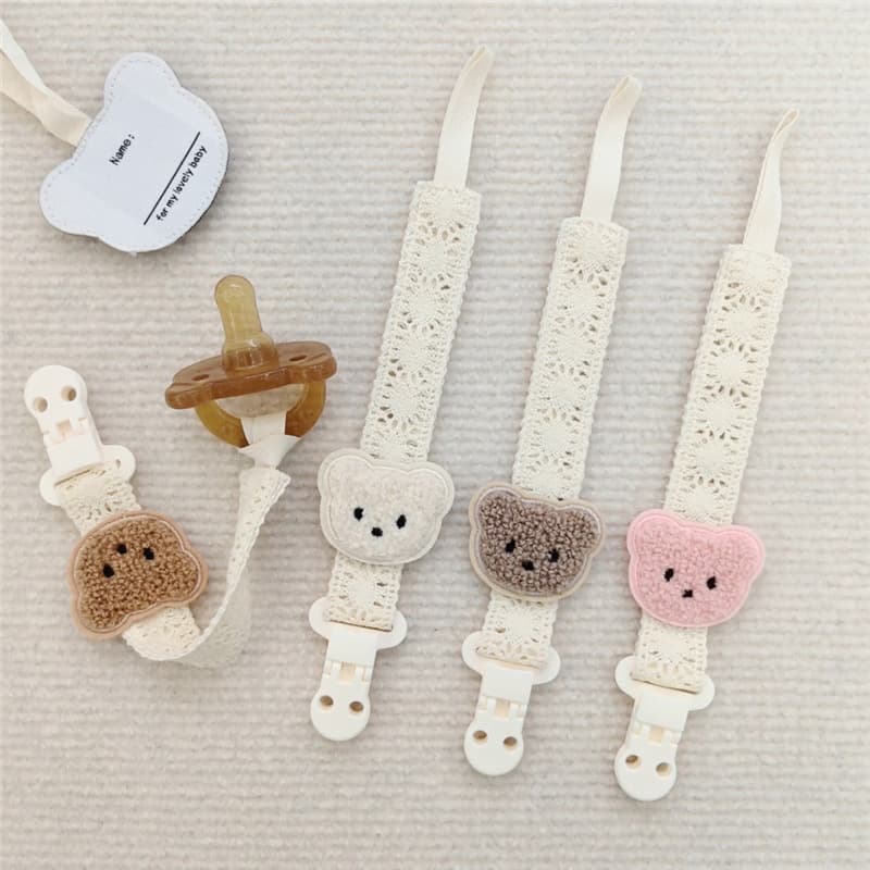 INS Korean style bear pacifier chain baby cute teether anti-lost rope lace baby pacifier clip soothing towel to prevent falling off
