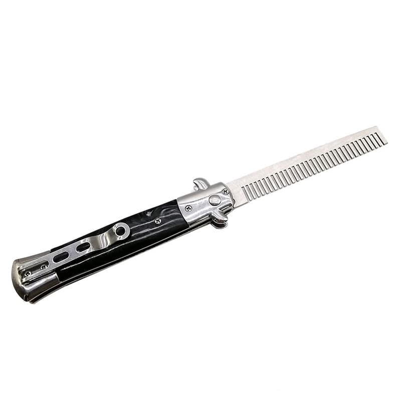 Spring folding stainless steel comb hair comb big back oil comb factory wholesale business gift comb beard comb