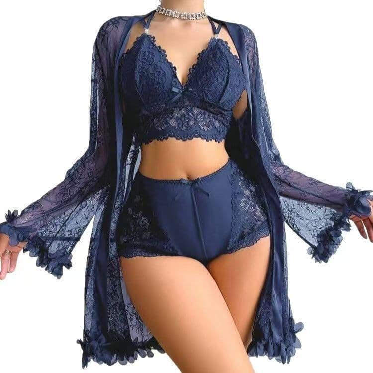 European and American Sexy Two-Piece Lace Sheer Sleepwear Backless Sleeveless High-Fashion Lingerie for All Seasons