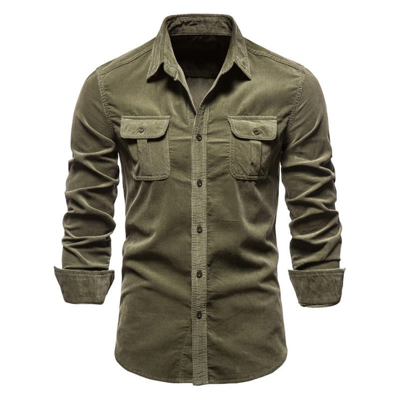 Men's Autumn Cotton Corduroy Casual Business Shirt Slim Fit Long Sleeve New Style
