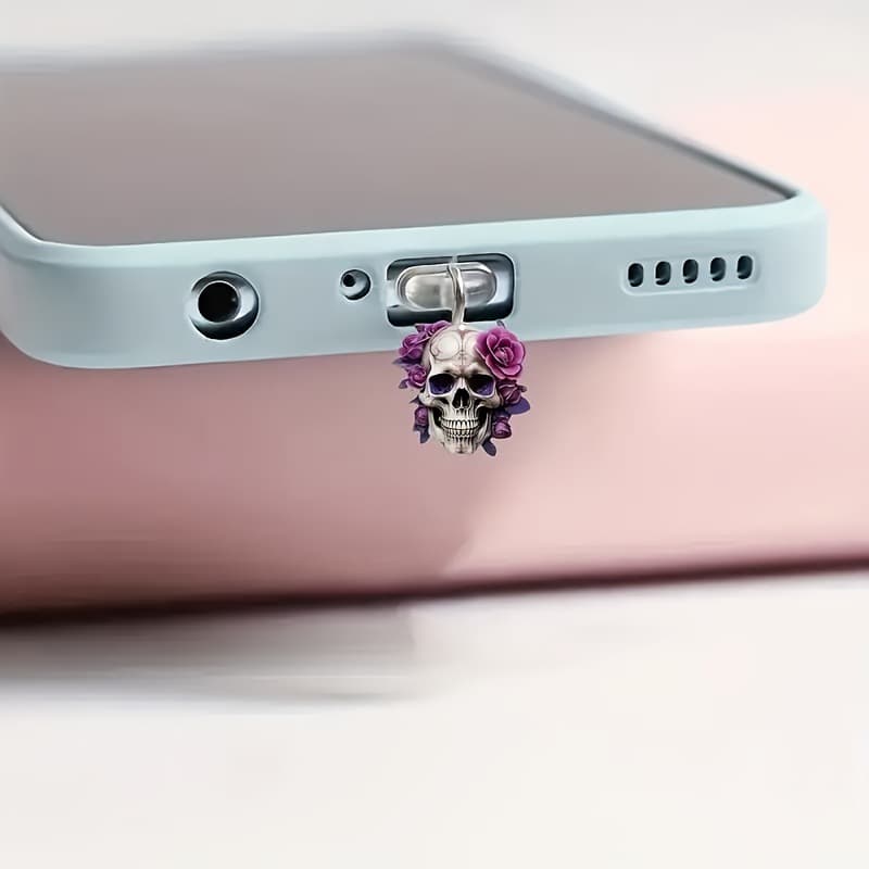 1 Dark Style Personalized Rose Skull Pendant / DIY Accessory / Phone Dust Plug Charger