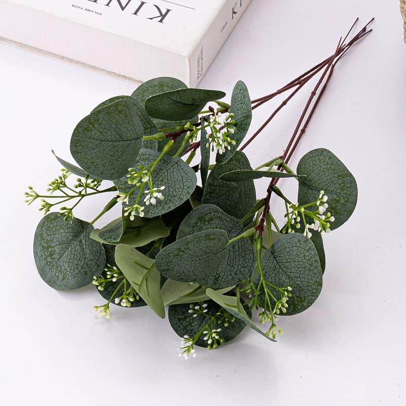 Amazon Artificial Eucalyptus Leaves with Berries, Ins Style Faux Money Leaves Floral Arrangement Decoration Green Plant with Berries