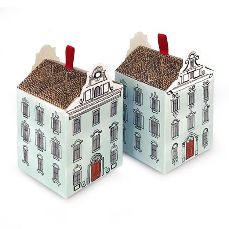 European Watercolor Multi-Layer Cartoon House-Shaped Gift Box for Wedding Candy and Baking Packaging, Creative Small Box