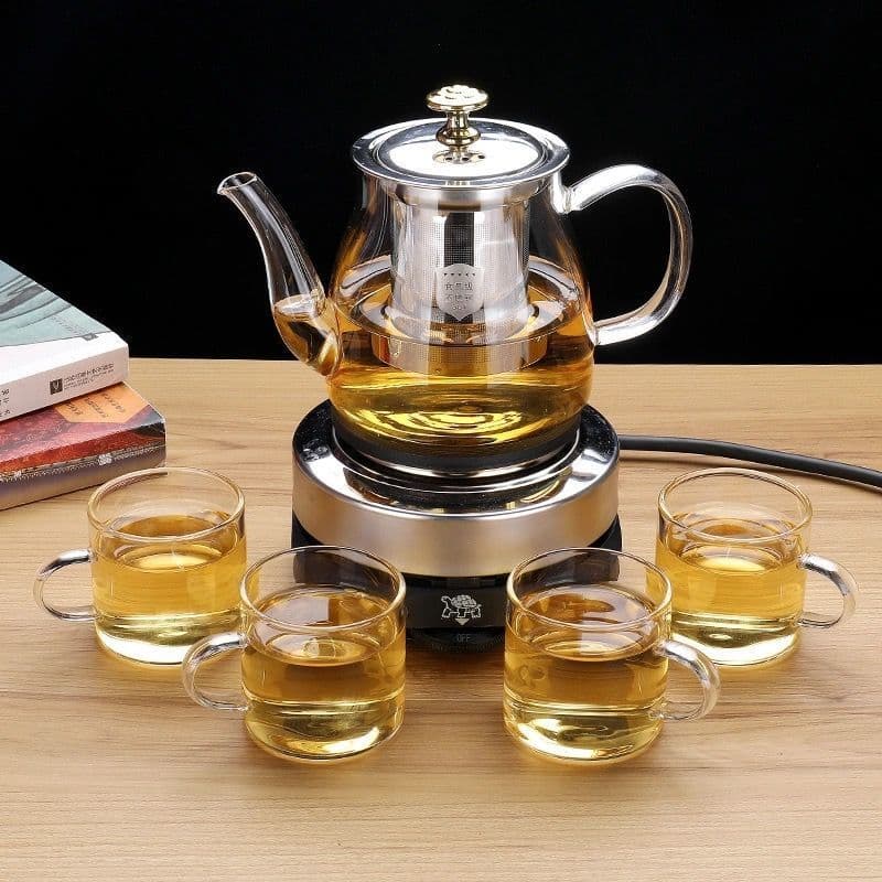 Tea brewing stove set with glass pot, heat preservation electric ceramic stove, Gongfu tea set for home use, cross-border factory foreign trade wholesale