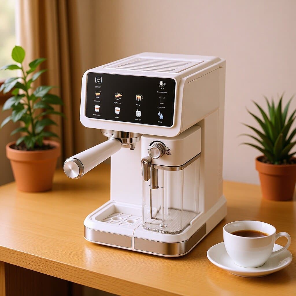In Stock EU Standard High Pressure Espresso and Milk Frother Coffee Machine, Cross-border Household Smart Color Screen Integrated Coffee Maker