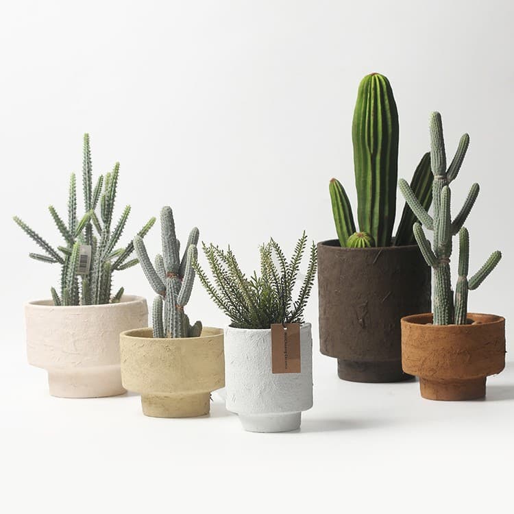 Nordic Style Tall Ceramic Vase Flower Pot Indoor Plant Pot for Pothos Cactus with Drainage Hole Straw Color