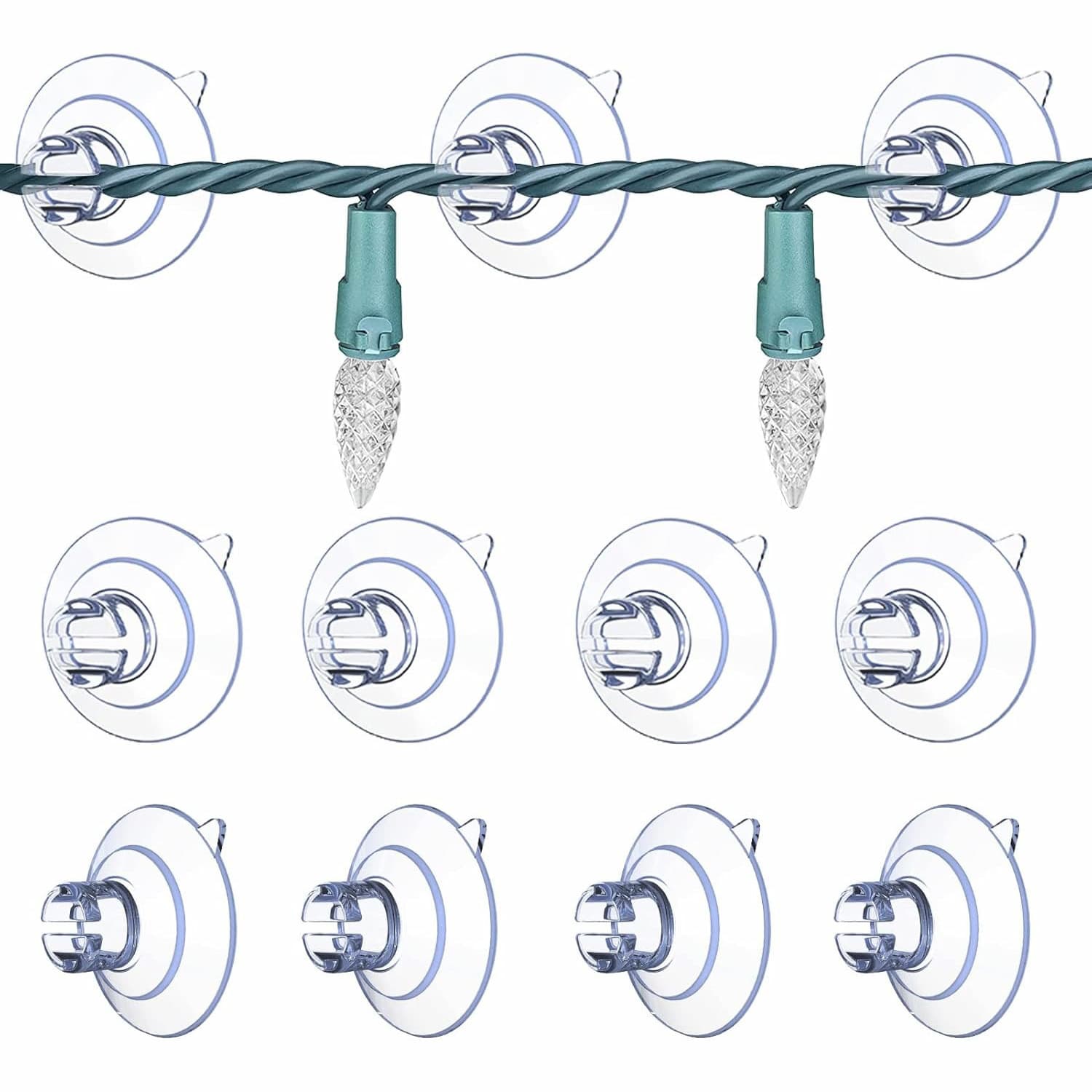 Suction cup with cable channel, suction cup bracket, suitable for fixing fairy lights and window hooks.