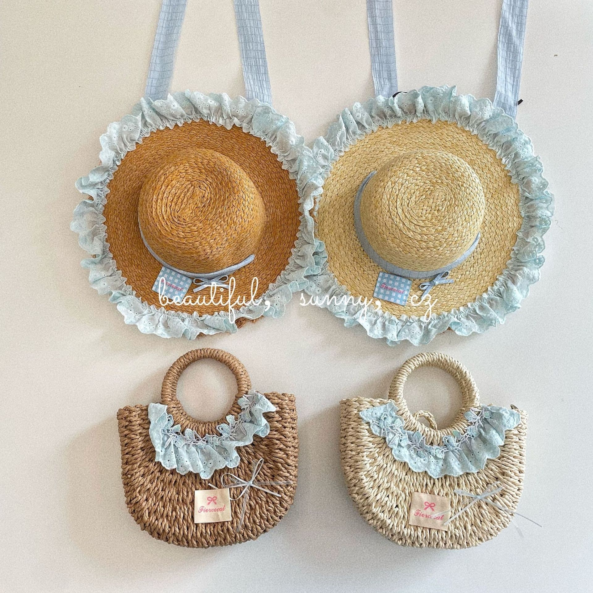 Handwoven Straw Hat Bag Korean Style New Fashion Design Handbag Children's Coin Purse Crossbody Straw Bag