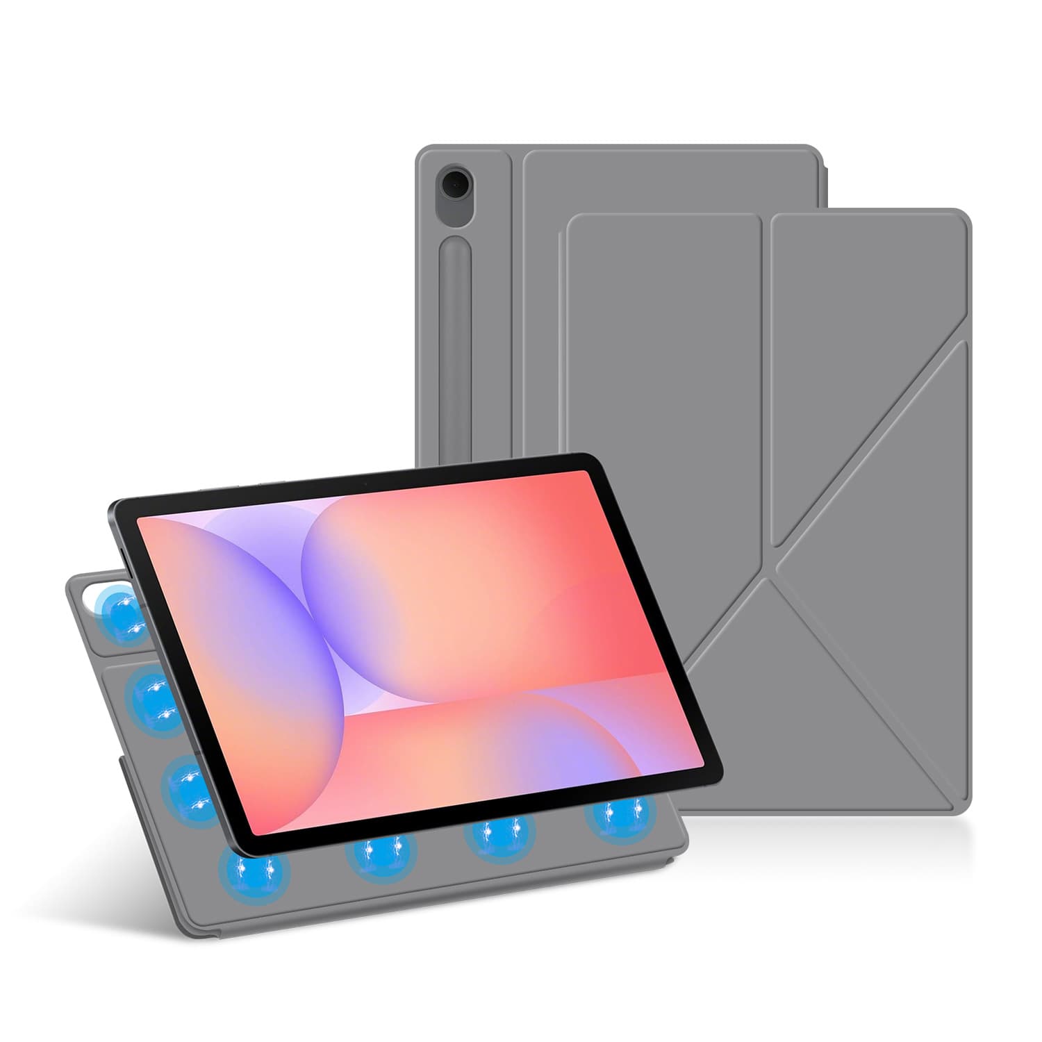 Magnetic Case with Pen Slot for Samsung Tab S10 Lite, Galaxy S8/S9/S10 Tablet Stand Cover