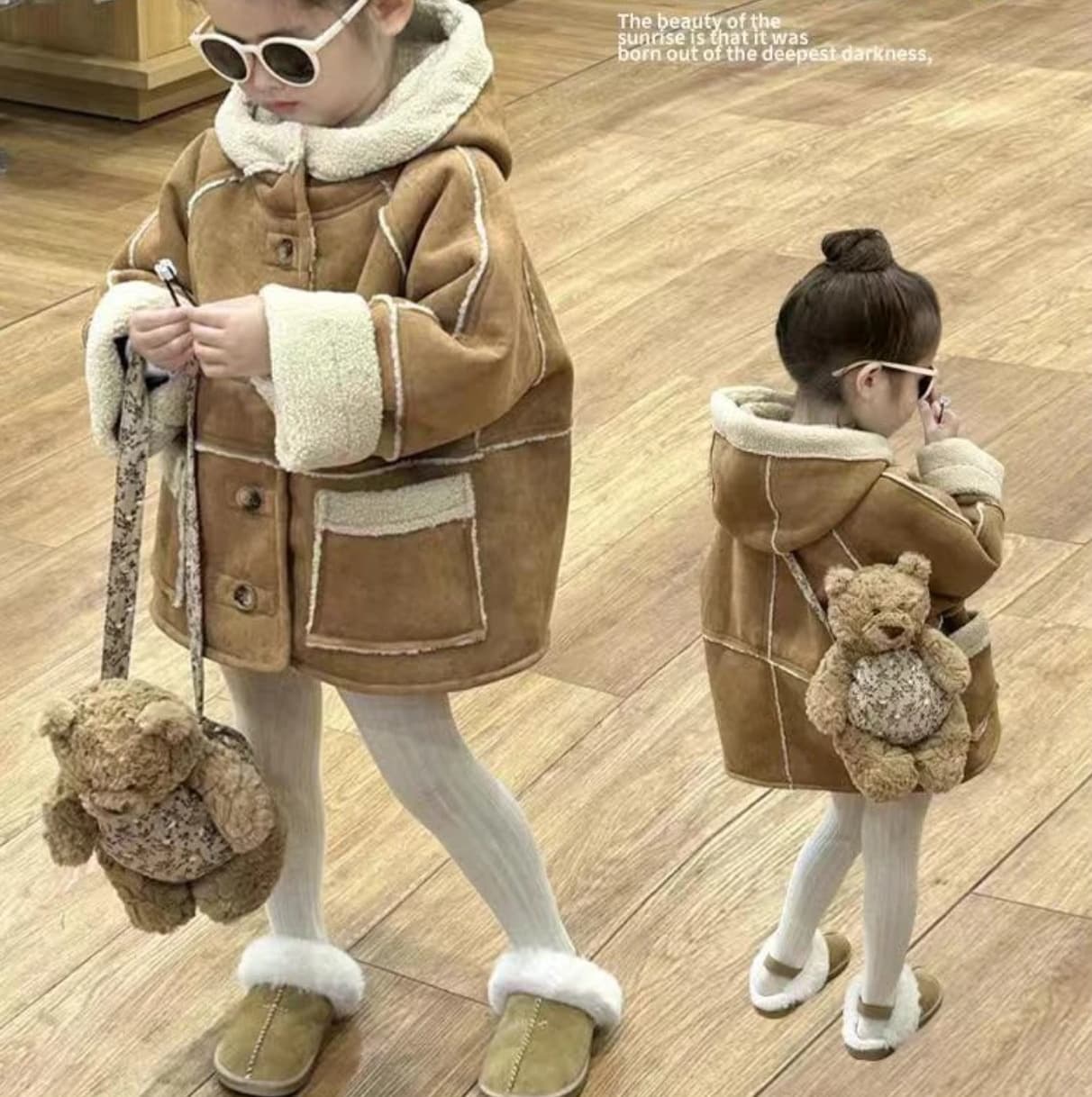 Korean Kids Winter New Style Maillard Fleece Double-Sided Faux Fur Thick Coat for Boys and Girls Trendy