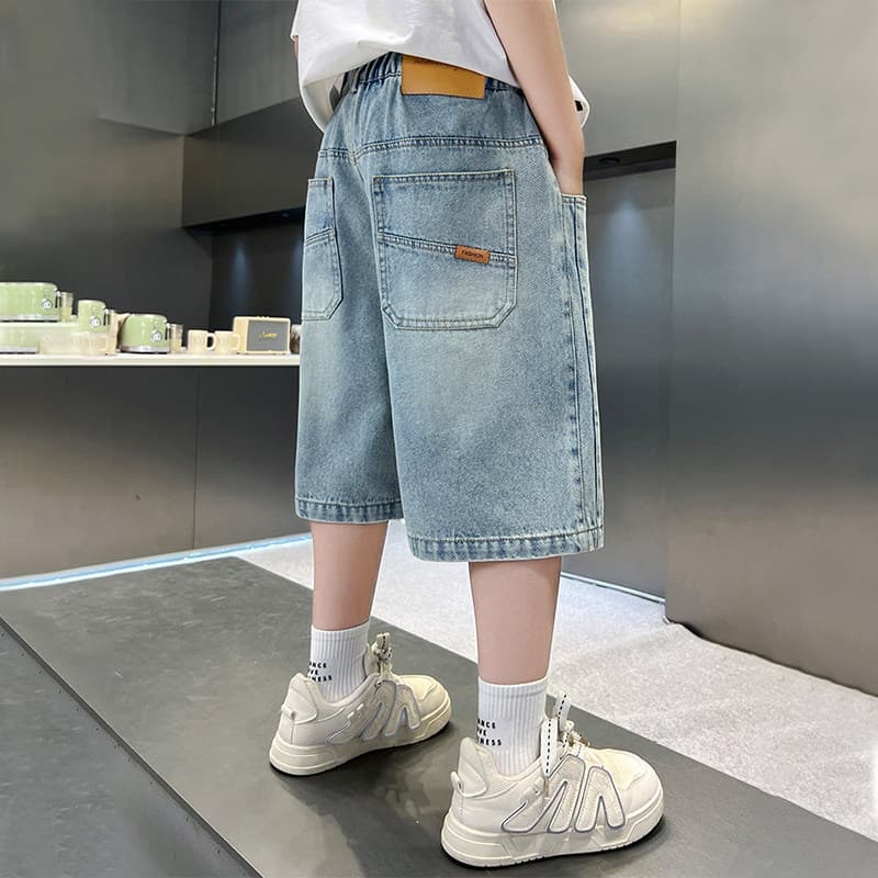 Boys' Summer Pants Big Kids Boys Summer Knee-Length Thin Jeans Trendy Letter Print Shorts