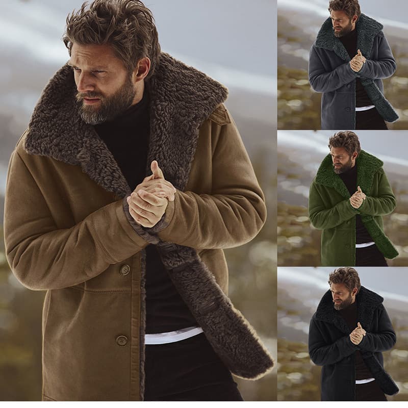 In Stock 2019 Amazon Wish Hot Selling Winter Jacket Warm Fleece Coat Men's Overcoat W102
