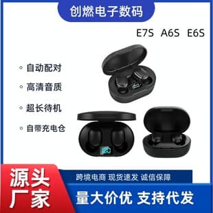 Cross-border A6S Bluetooth Earphones E6S E7S Digital Display Mini In-ear Ultra-long Battery Life Sports Bluetooth Earphones Wholesale