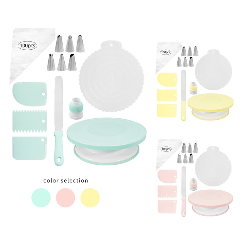 Cross-border new products in stock New cake turntable set 113-piece color box set Baking cake decorating set