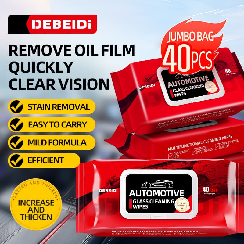 Debedi Car Glass Oil Film Remover Wipes Clean Decontaminate Streak-Free Rain-Repellent Oil Film Removal Wet Wipes