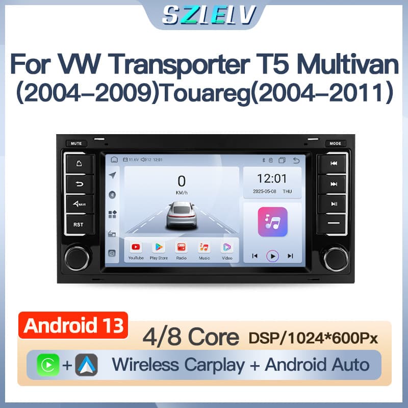 Compatible with Volkswagen Touareg, T5 Multivan central control screen navigation reverse camera