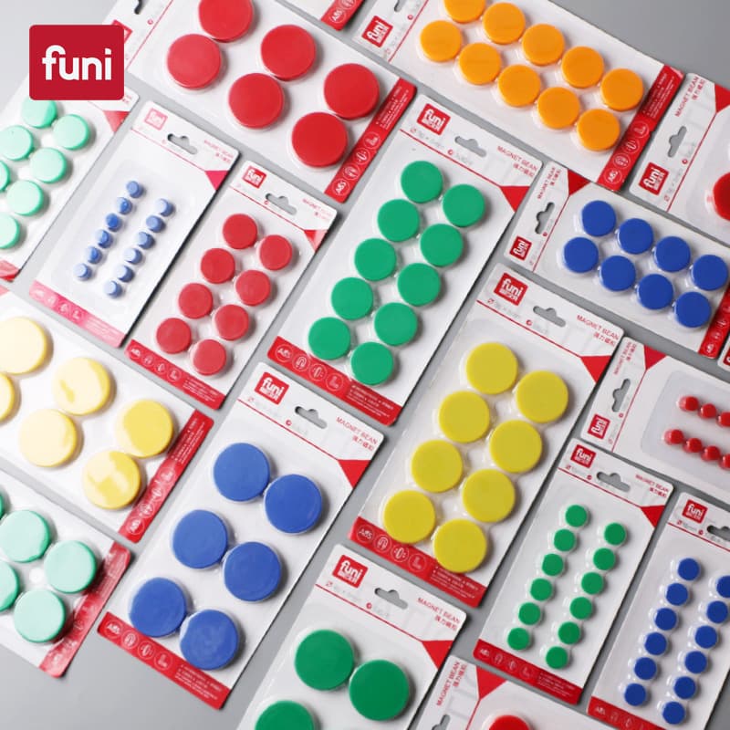 Funi Multi-color Flat Strong Magnets Various Sizes Learning Office Black and White Board Drawing Board Magnetic Particles Round Magnetic Pins Buckles