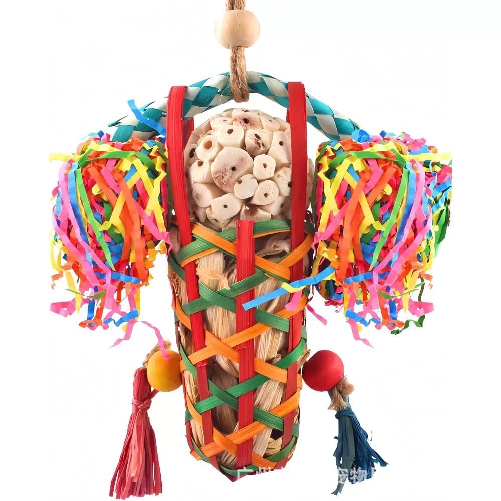 Parrot Toy Colorful Pith Ball Corn Husk Shredded Chew Toy Bird Supplies Cross-border Parrot Bird Toy