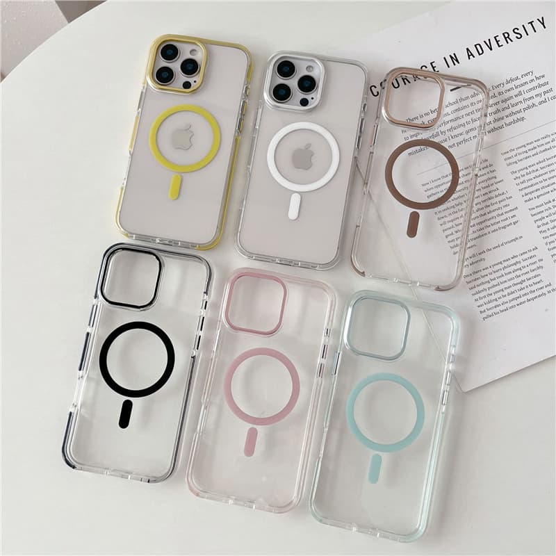 Minimalist Fresh Phone Case for Apple 17 Pro Max, iPhone 16 Case, 15 Metal Magnetic, 14 Transparent Shockproof, Women