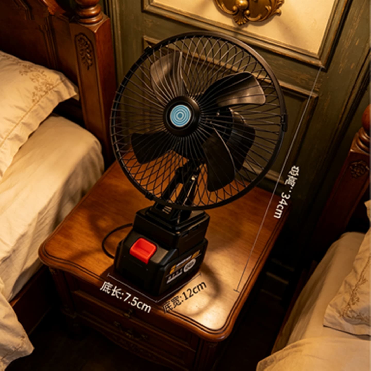 Outdoor Lithium Battery Fan, Long Charging Life, Small Camping Fishing Oscillating Portable High-Velocity Desktop Fan