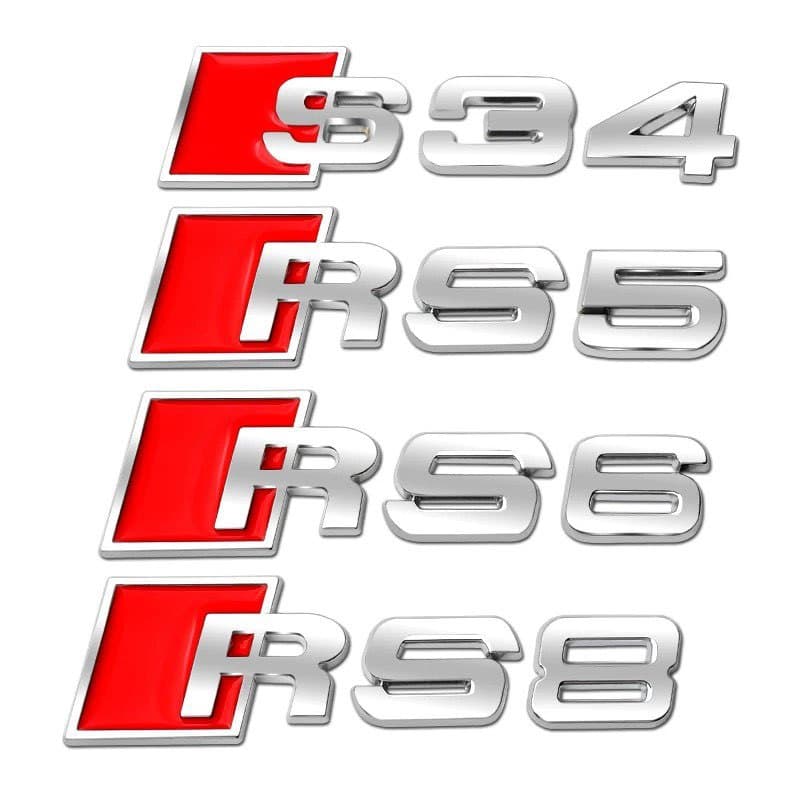 Compatible with Audi A4L A6L A5 A7 RS Grille Badge S3 S4 S5 S6 S8 Displacement Badge Body Decoration Grille Rear Emblem