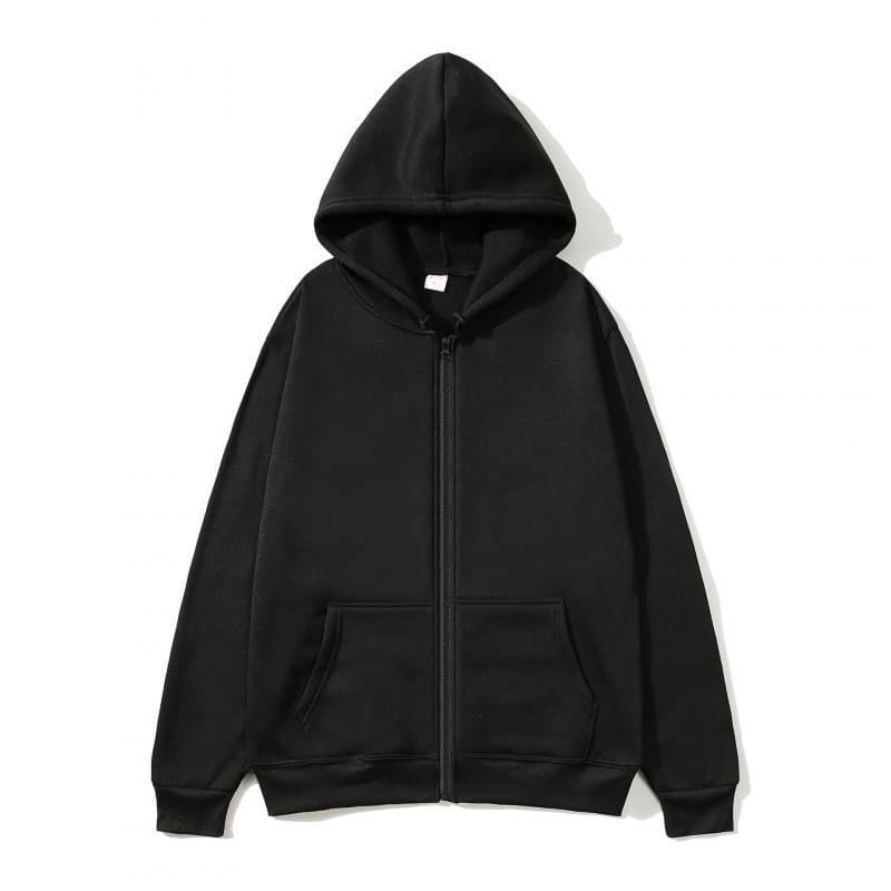 Unisex Zipper Hoodie Open Cardigan Fleece Loose Top Casual Sportswear Pure Color Autumn Winter Sweatshirt for Men And Women