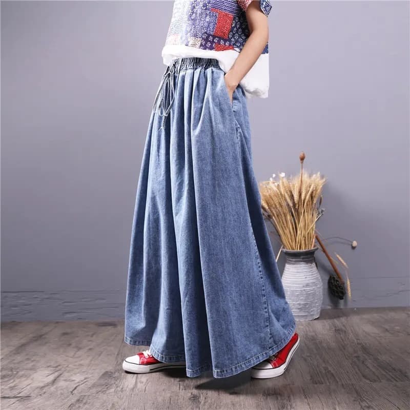 Loose Plus Size Women's Lantern Jeans, New Spring and Autumn High-Waist Wide-Leg Pants, Casual Slimming Long Pants for Women