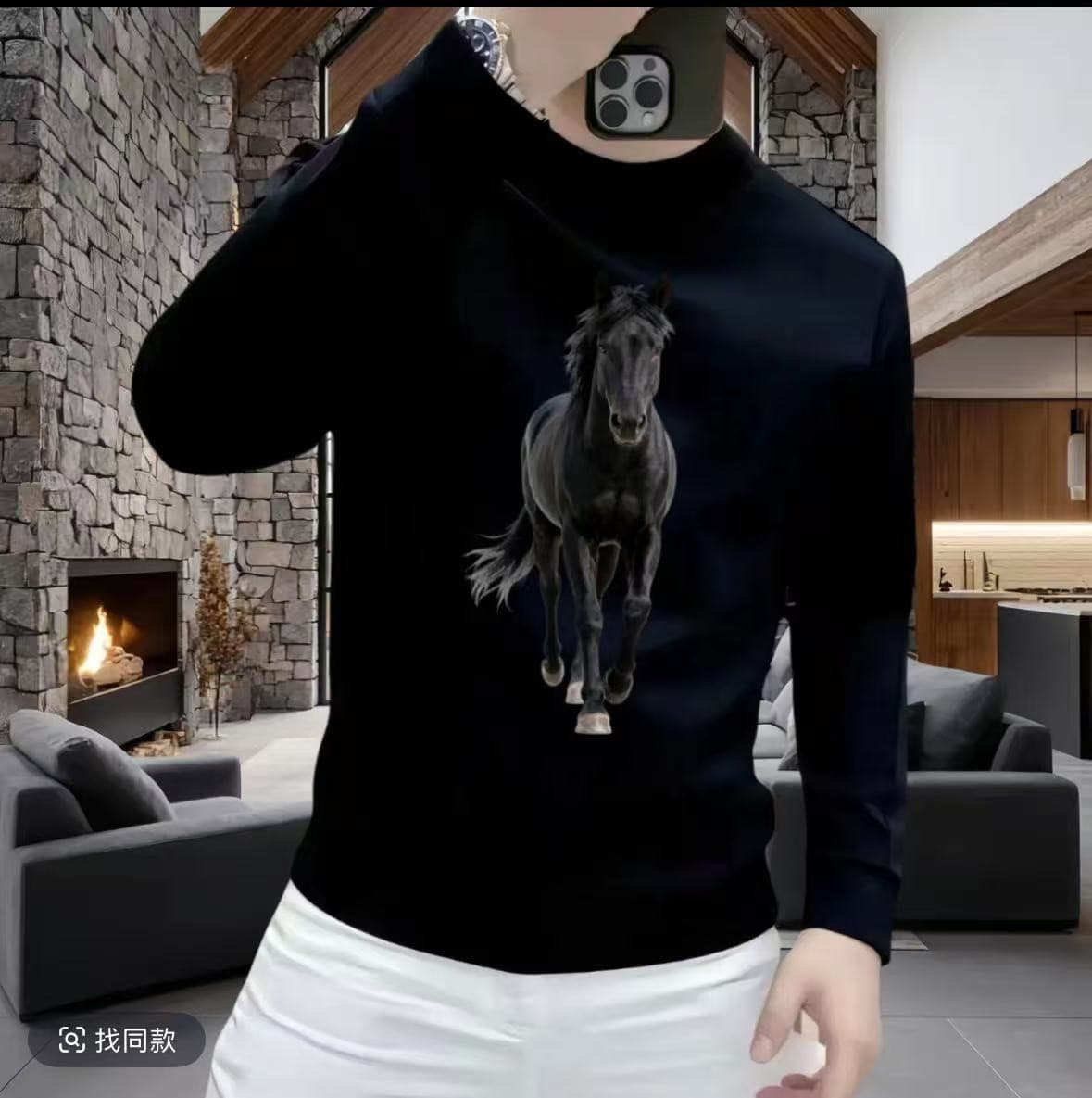 Dark Horse Sweatshirt | New Men's Round Neck Fleece Sweatshirt Autumn Winter Trendy Casual Versatile Fashionable Inner Top
