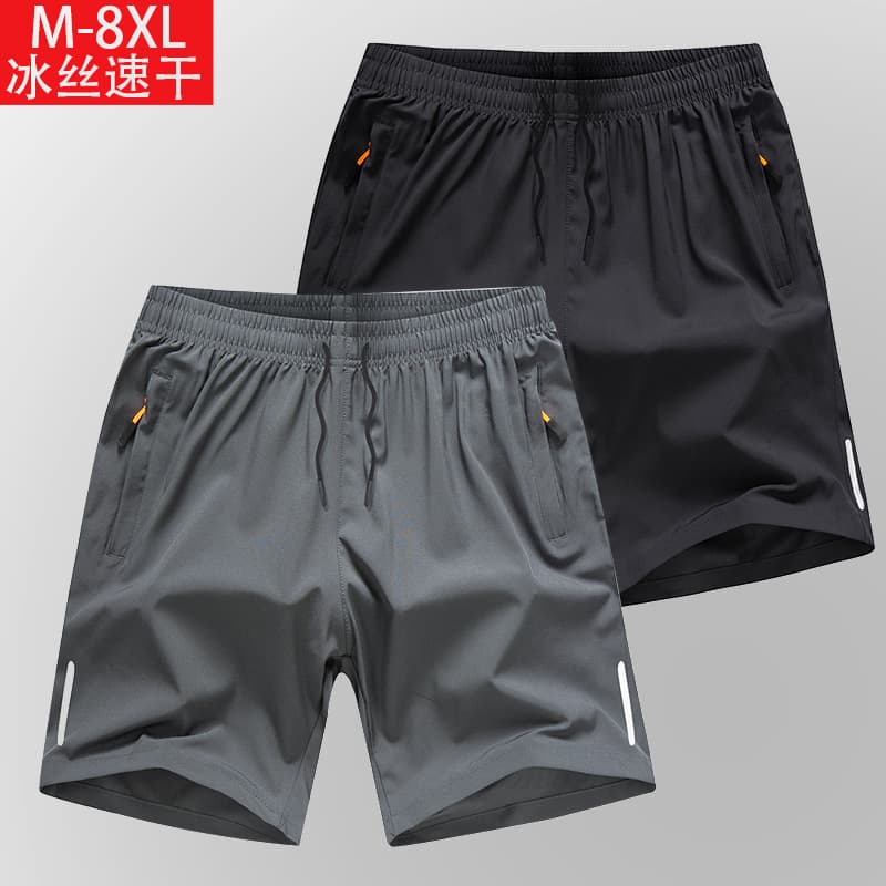 Cross-border Ice Silk Plus Size Basketball Shorts for Men Summer Thin Running Loose Five-Point Sleepwear Beach Shorts