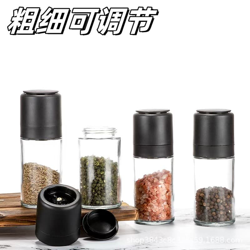 Wholesale Grinder Glass Black Pepper Sichuan Pepper Sea Salt Seasoning Shaker Bottle, Small Capacity Household Grinder Bottle