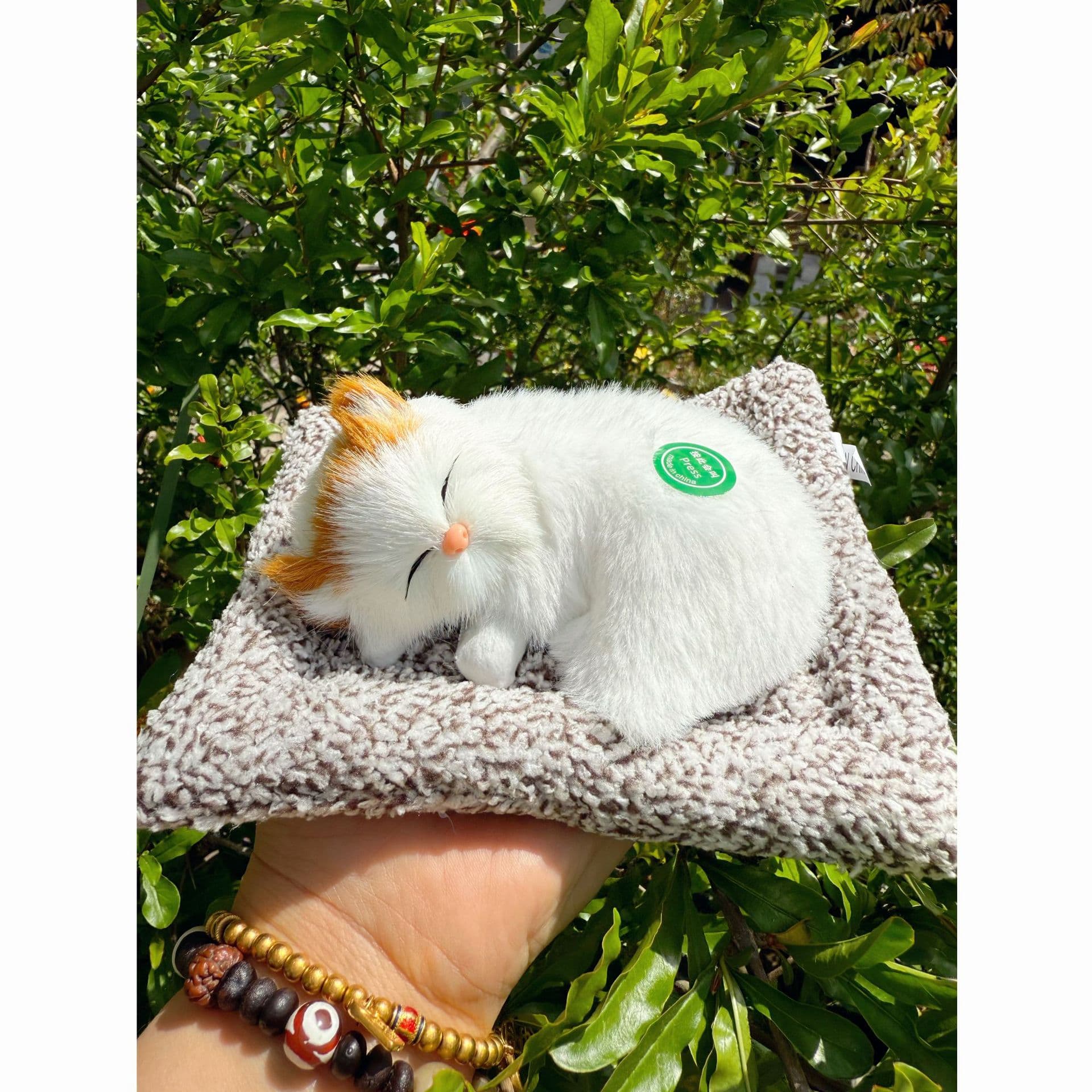 Plush Simulation Cat That Meows Sleeping Cat Car Ornament Contains Bamboo Charcoal Bag Air Purification Home Decoration Fluffy Gift