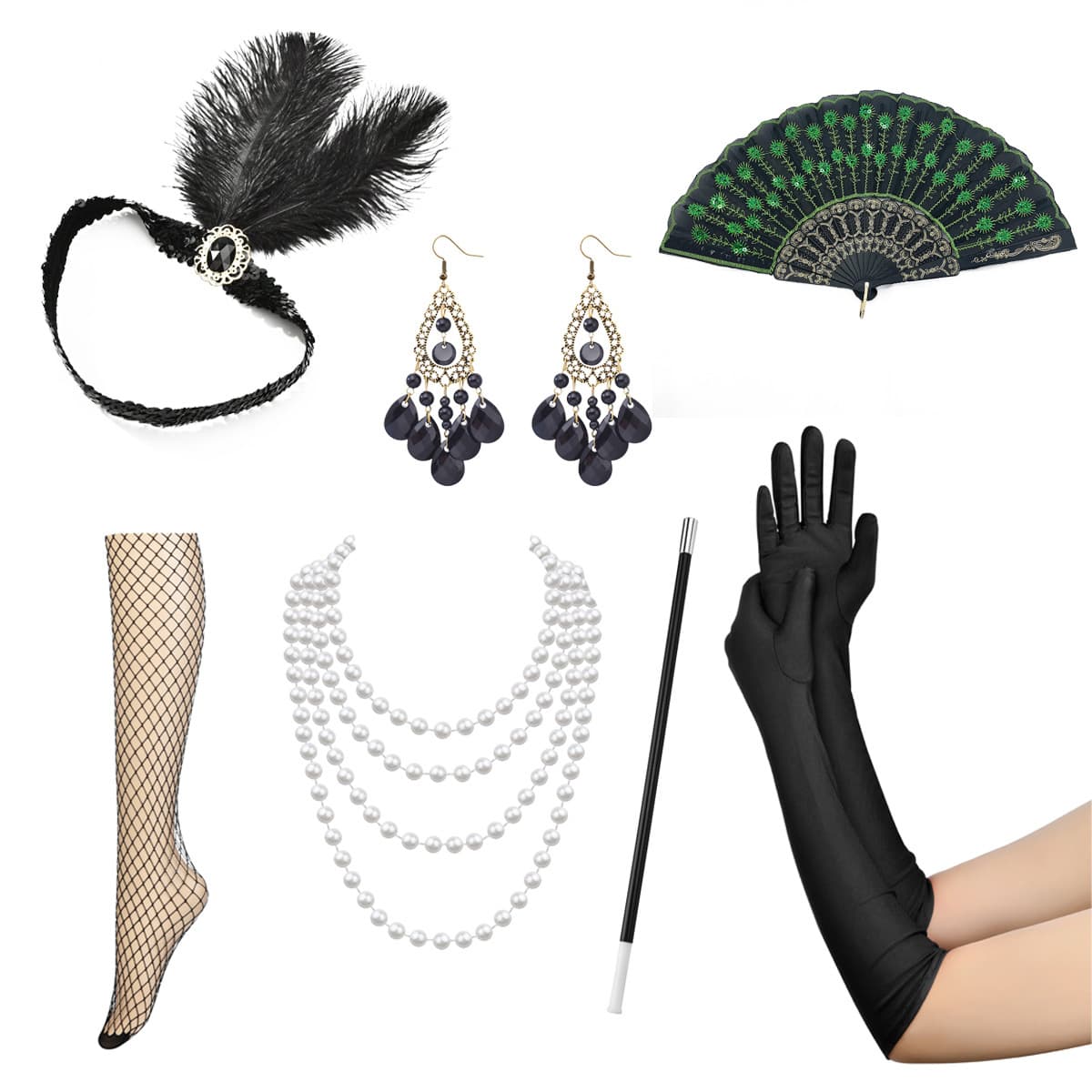 Great Gatsby Accessories Makeup Party Single's Halloween Party Suit Flapper Costume Props Accessories For Women