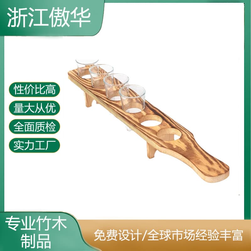 Wooden cocktail spice rack cross-border bullet cup tray cocktail tray tequila glass with wooden frame spirits glass holder