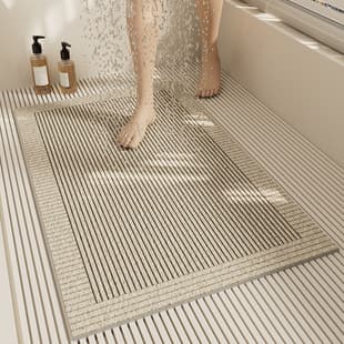 Modern Simple Bathroom Circle Mat, Shower Room Anti-Slip Cuttable Floor Mat, Durable Hollow Water-Draining Pad for Bathroom