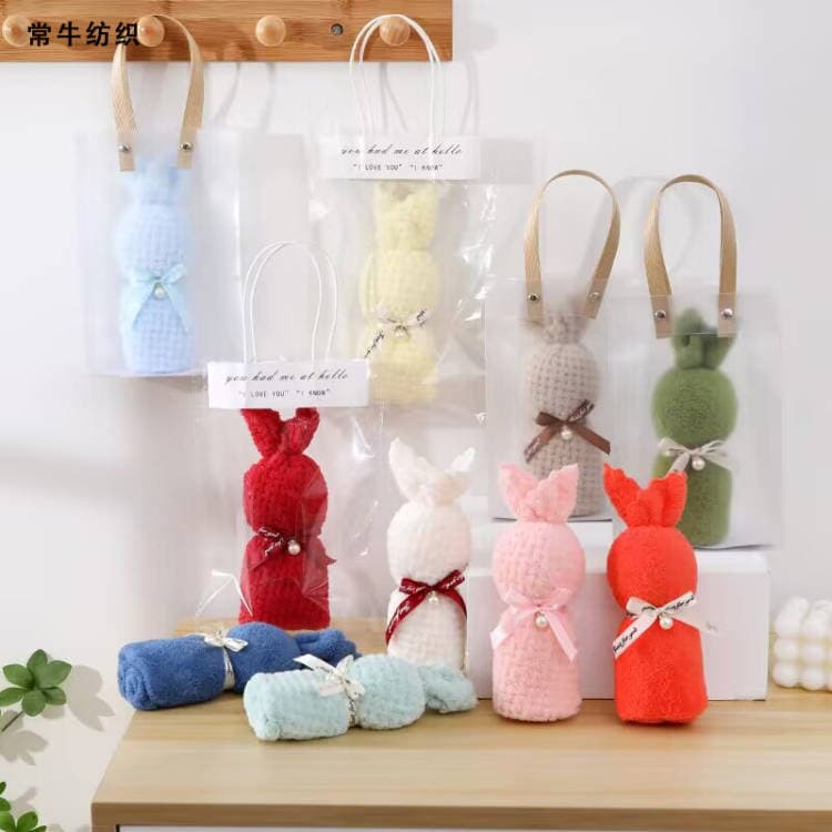 Coral velvet bunny shaped towel souvenir wedding birthday return gift wedding store holiday opening creative gift