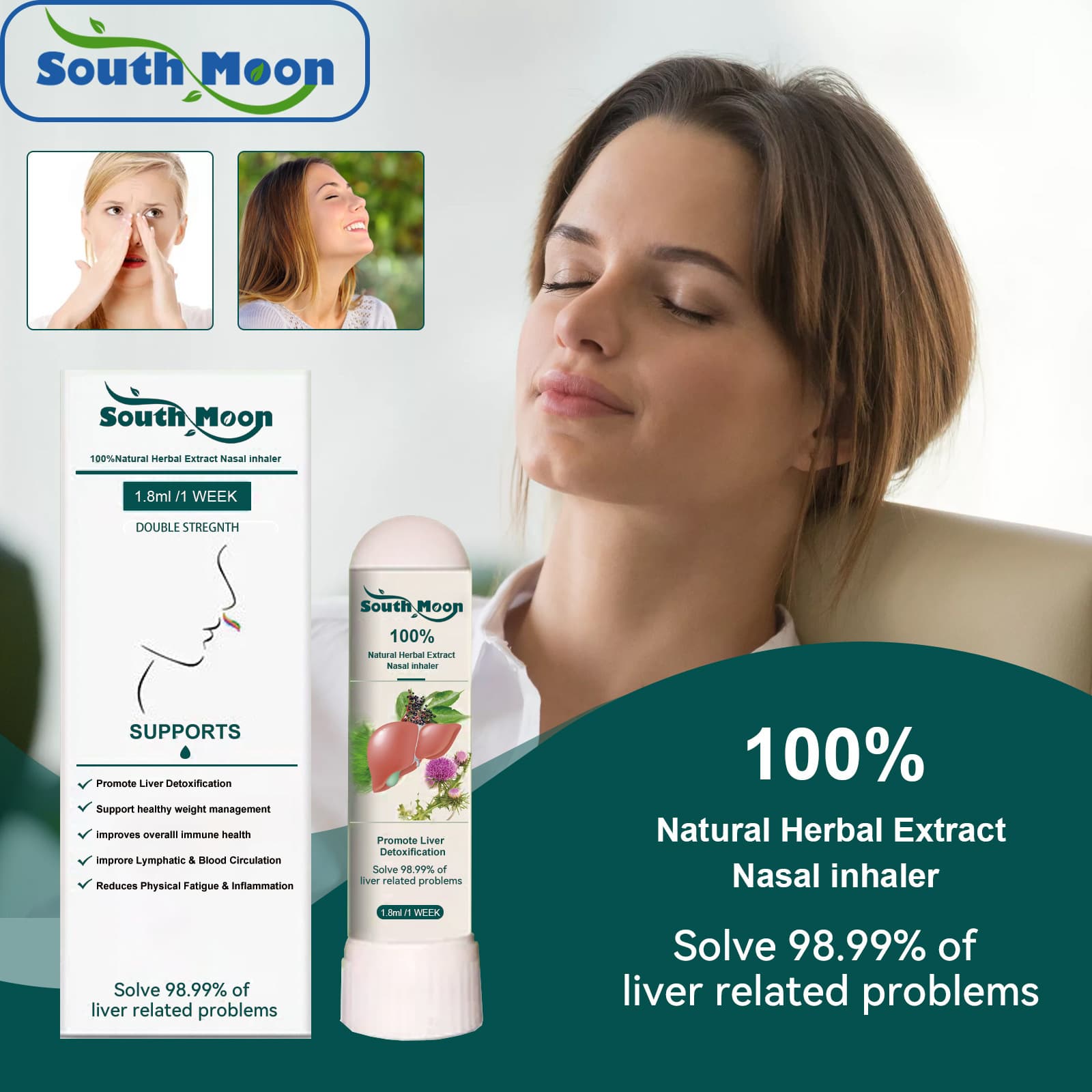 SOUTH MOON Nasal Inhaler Gentle Refreshing Daily Care Portable Inhaler for Nasal Discomfort
