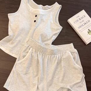 Built-in Bra Pajamas for Women Summer Thin Korean Ins Sleeveless Vest Shorts Casual Wear-Out Home Suit