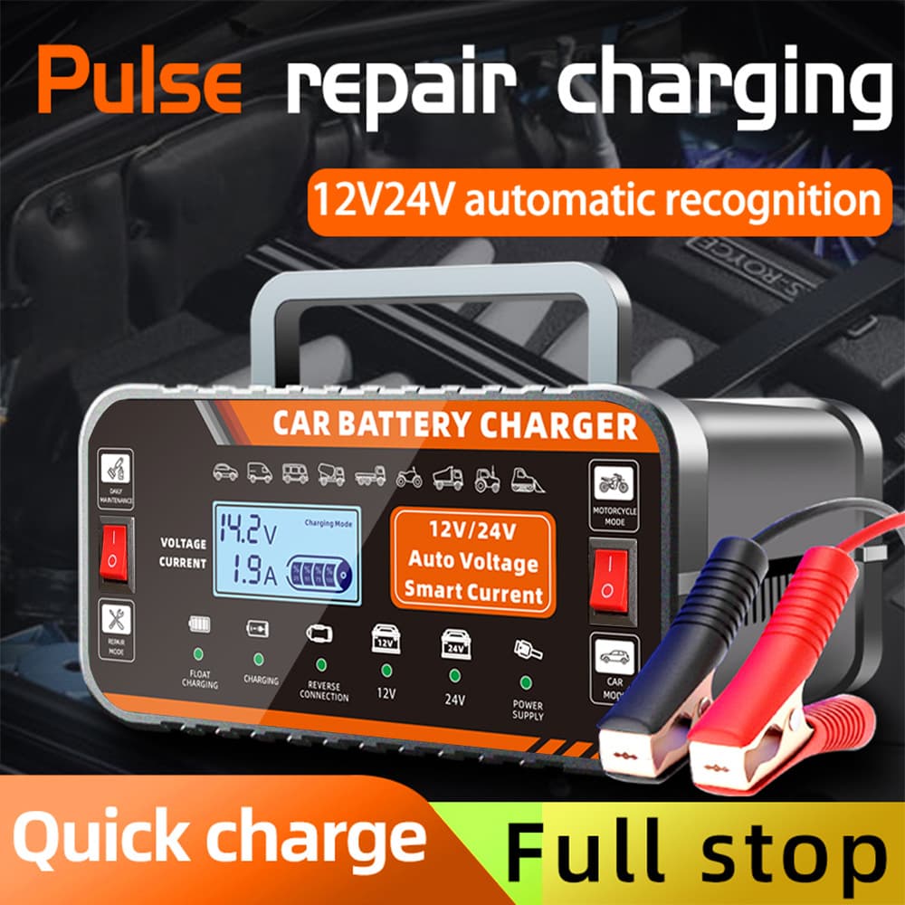 Cross-border Car Battery Charger Automatic Smart Pulse Repair 12V 24V for Motorcycle Car Truck Charging